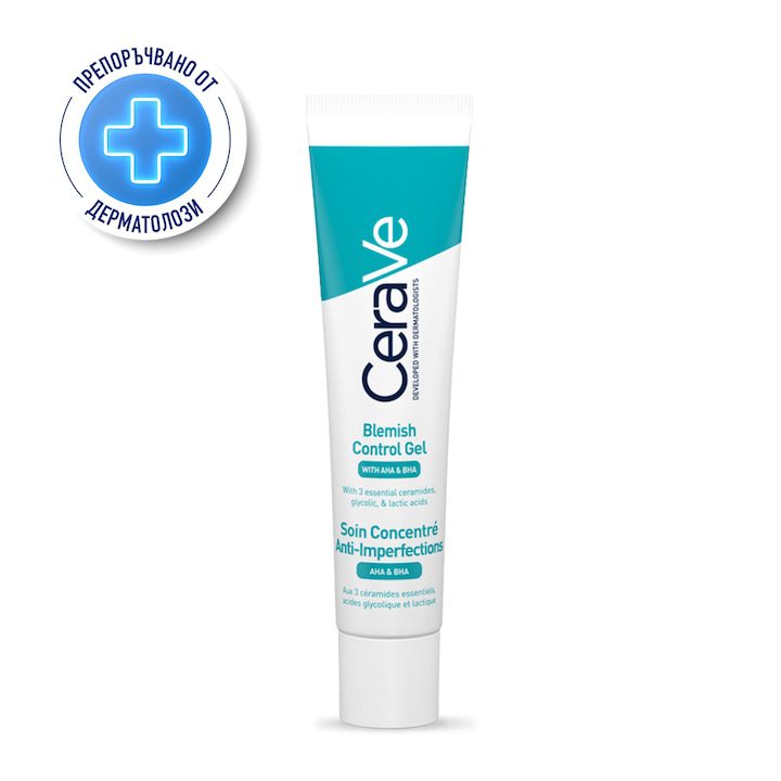 Гел против несъвършенства CeraVe, С AHA и BHA, Лека текстура за мазна кожа със склонност към акне, 40 мл
