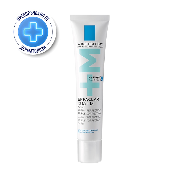 Крем за лице La Roche-Posay Effaclar Duo+M, С тройна грижа против несъвършенства и рецидиви, За мазна кожа със склонност към акне, 40 мл