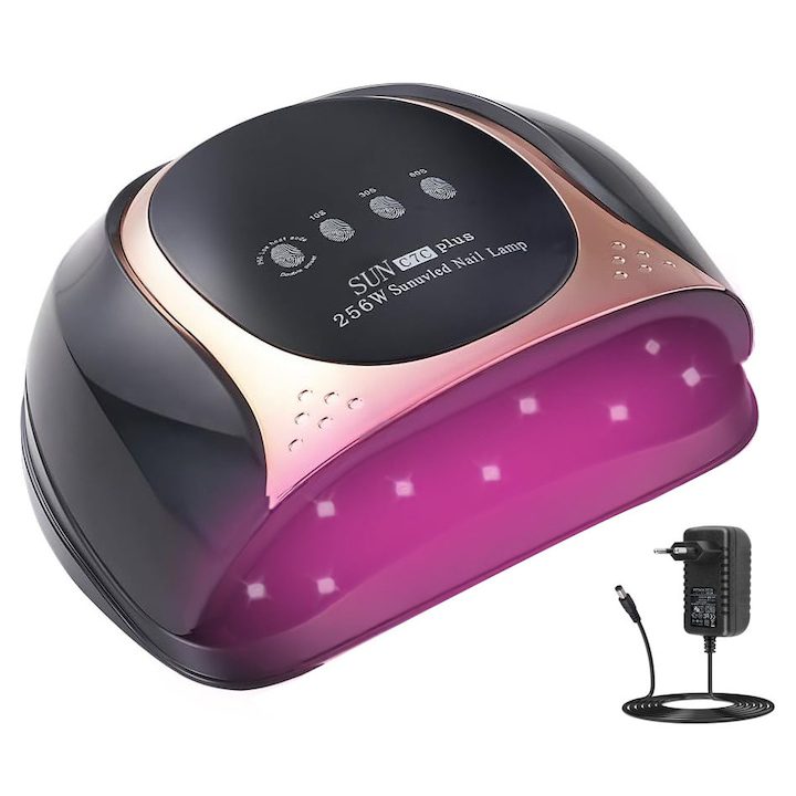 UV лампа за нокти 256W, BYONDSELF® Професионална лампа 57 LED, LCD дисплей, Инфрачервен сензор, Съхнене 10-99 сек.