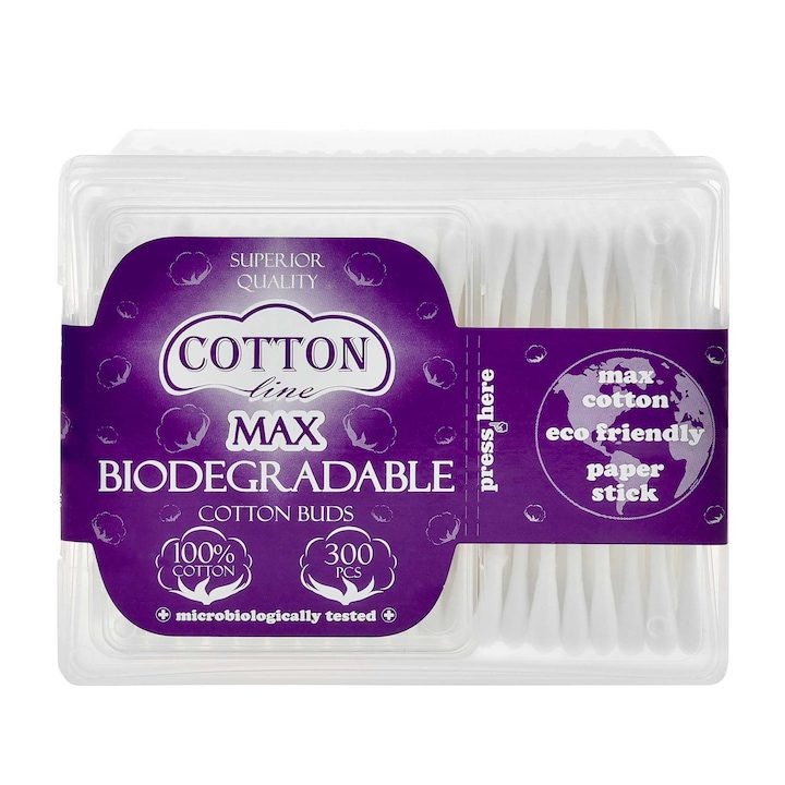Биоразградими хартиени клечки за уши COTTON Line MAX