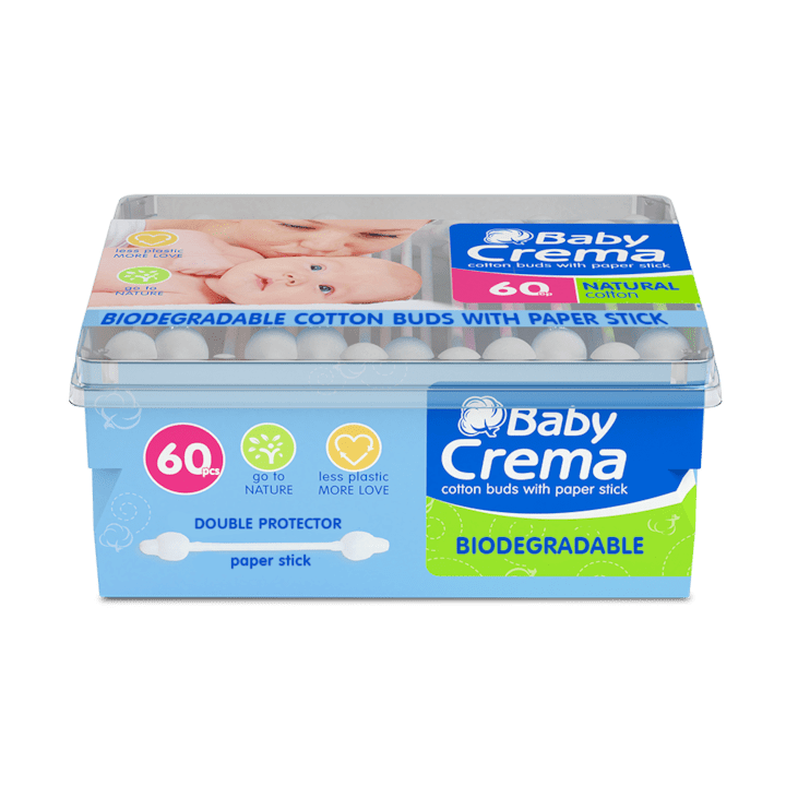 Биоразградими памучни клечки за уши Baby Crema