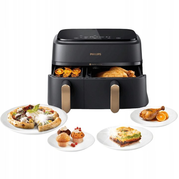 Фритюрник с горещ въздух Philips с двойна камера NA352/00 2750 W - eMAG.bg