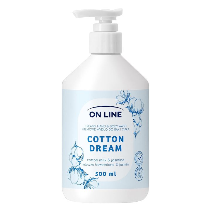 Кремообразен сапун за ръце и тяло ОНЛАЙН Памучно мляко и жасмин 500 мл - eMAG.bg