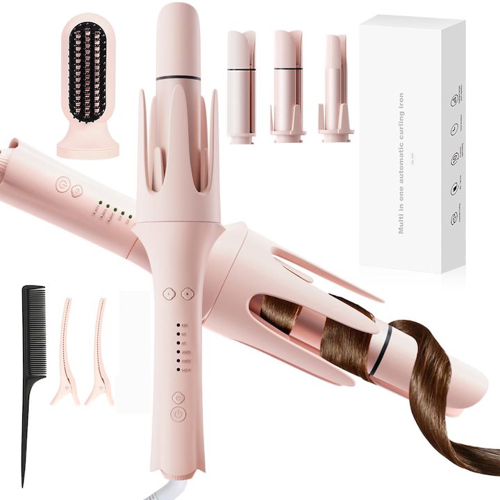 Маша с 3 Керамични Накрайника 28/32/40мм Plinga DUAIU 4 в 1 Мултифункционална Автоматична и Четка за Изправяне