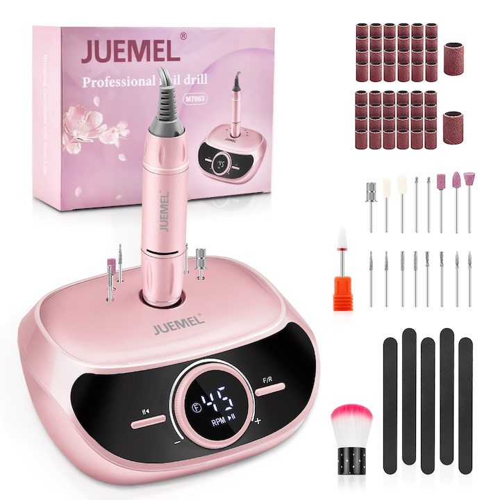 Професионална бормашина за нокти Juemel M7063 45000 RPM Интелигентен дисплей Нисък шум Ниска топлина Ниска вибрация За акрилен гел Нокти Педикюр Маникюр Инструменти Розово злато - eMAG.bg