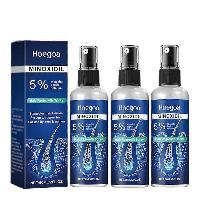 Серум за растеж на коса с 3 x 5% миноксидил за мъже Hoegoa - eMAG.bg