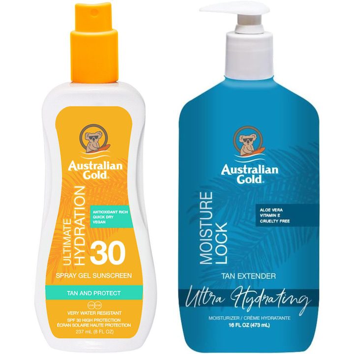 Спрей гел за самобронзант Australian Gold с филтър SPF30 и функция за задържане на влагата