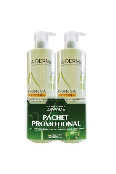 A-Derma Комплект Измиващ гел 2 в 1 Exomega Control Суха кожа