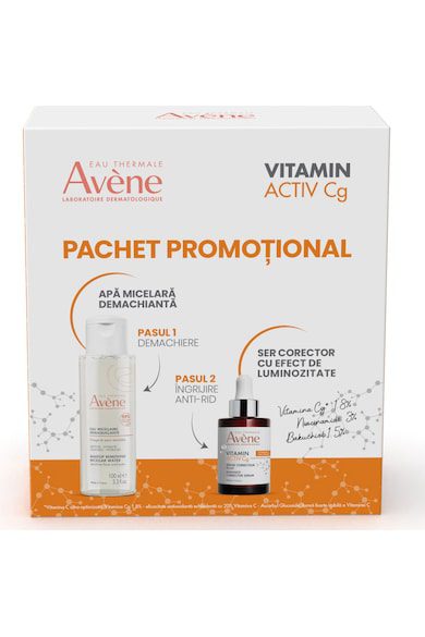 Avene Комплект  Vitamin Activ Cg: Коригиращ серум с ефект на блясък 30 мл + Мицеларна почистваща вода