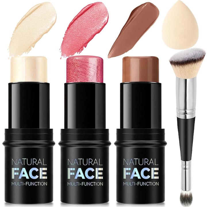 Комплект за гримиране от 3 части. контуриращ стик крем