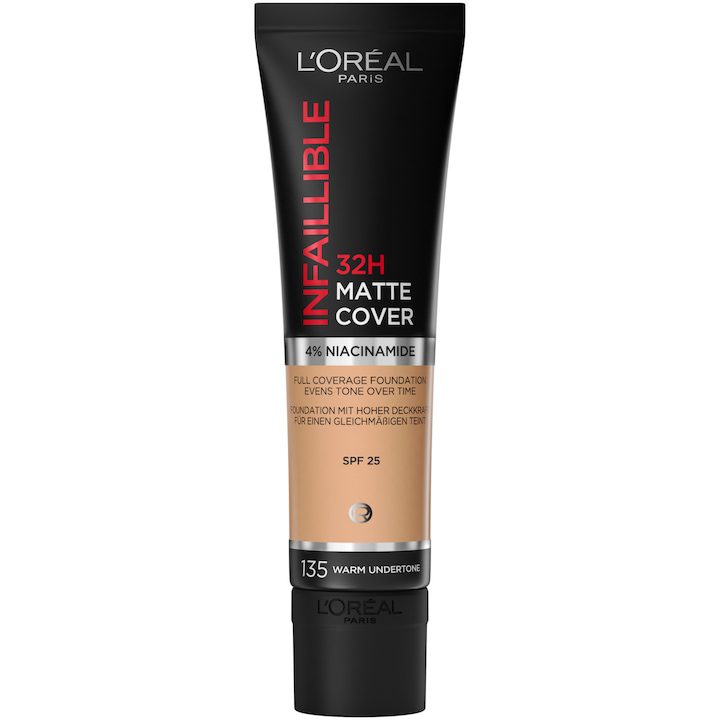 Фон дьо тен mat L'Oreal Paris Infaillible 24H Matte Cover 135 Radiant Vanilla
