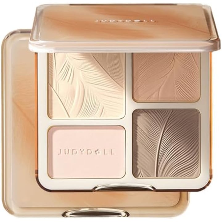 Judydoll 2 в 1 палитра за хайлайтър и контуриране #05 Feather Glow Palette 9 гр - eMAG.bg