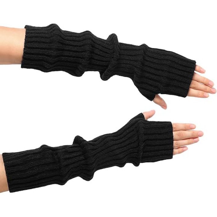 1 чифт дълги плетени ръкавици без пръсти за жени