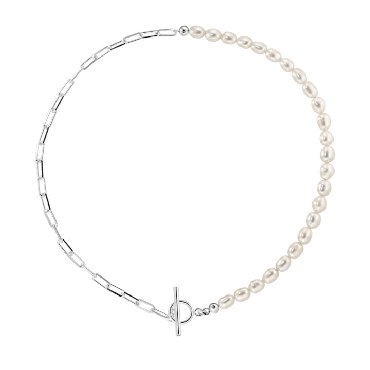 Сребърно колие проба 925 с бели култивирани перли 6