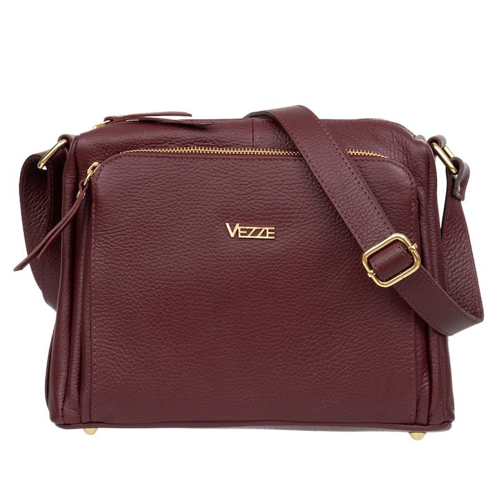 Чанта от естествена кожа Vezze с много отделения - eMAG.bg
