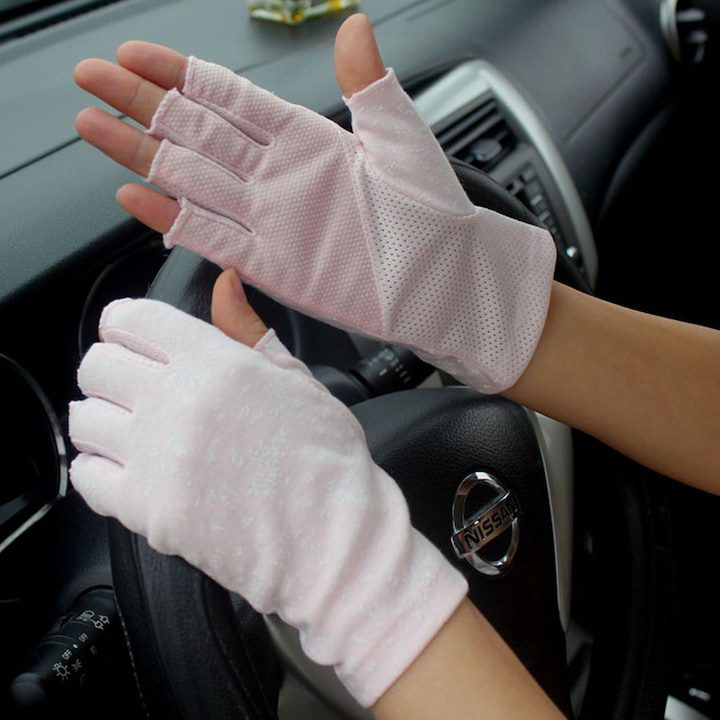 Розови памучни ръкавици без пръсти за жени