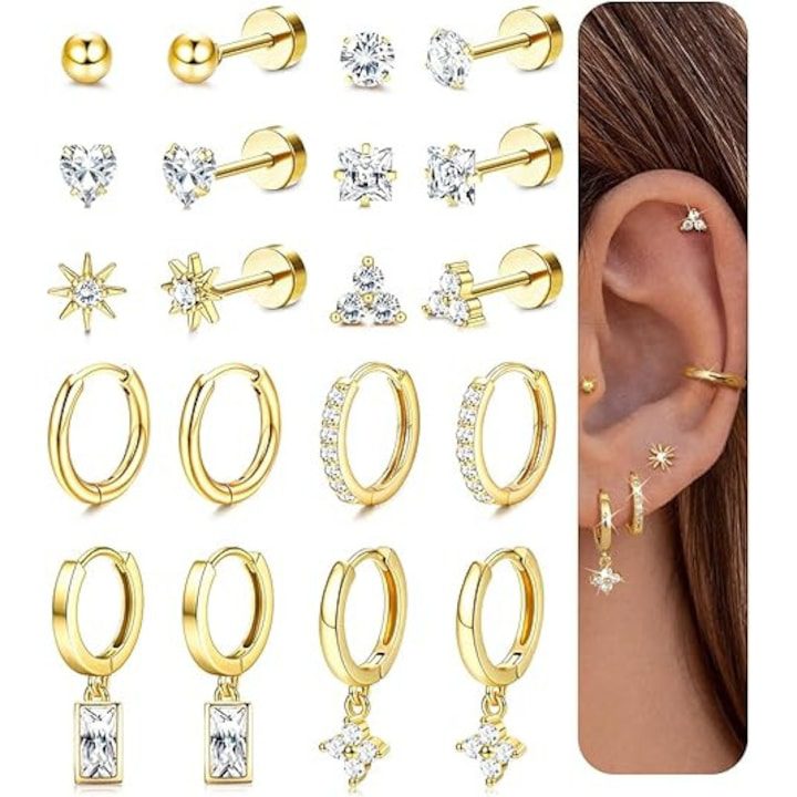 Златни плоски обеци