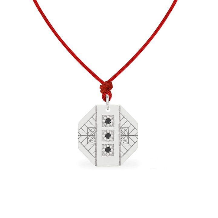 Медальон Infinite Mirror с естествени черни диаманти