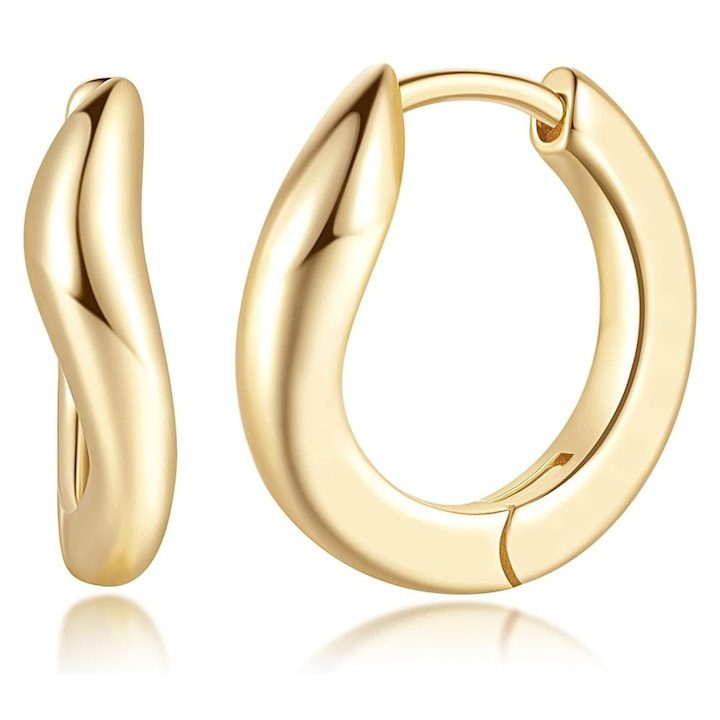 Кръгли обеци Huggie от 14-каратово злато