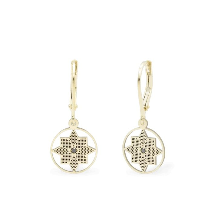 Безопасни обеци CALAUZA с черни диаманти