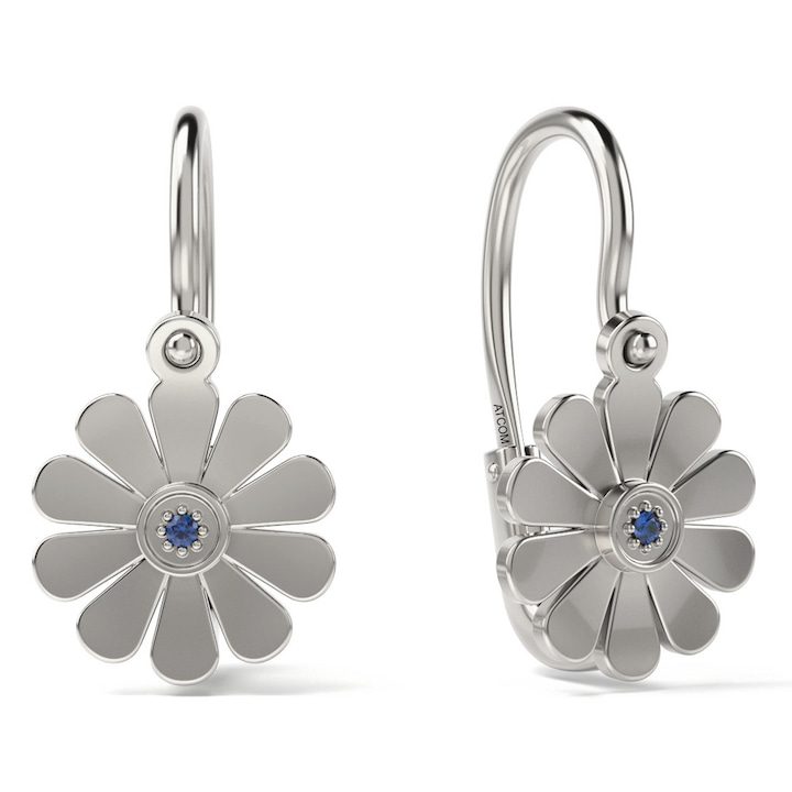 Обеци от бяло злато със сапфир модел 49