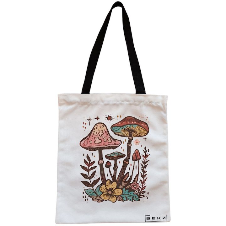 Дамска платнена голяма чанта Цветни гъби 4