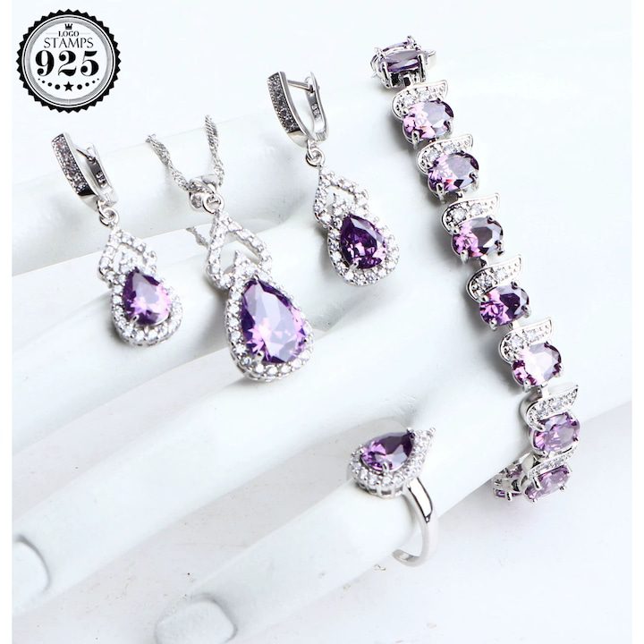 Елегантен комплект бижута с покритие от сребро проба 925