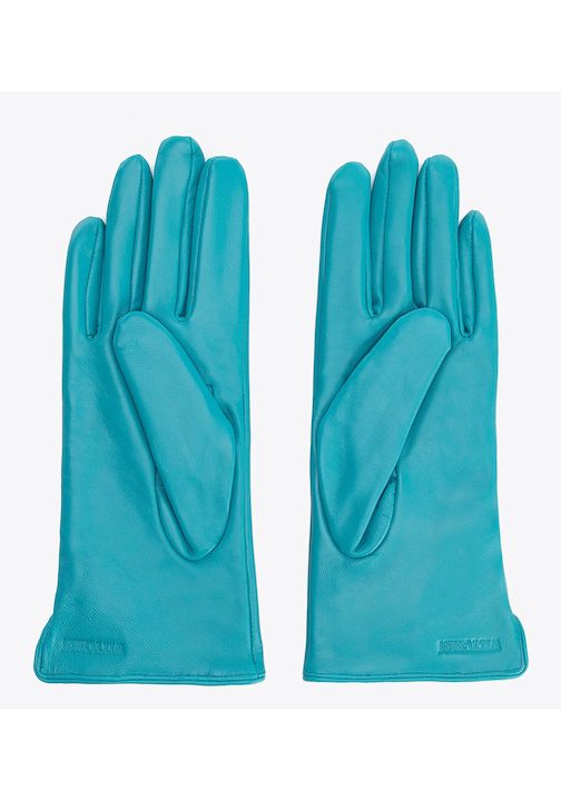 Дамски кожени ръкавици с декоративно копче