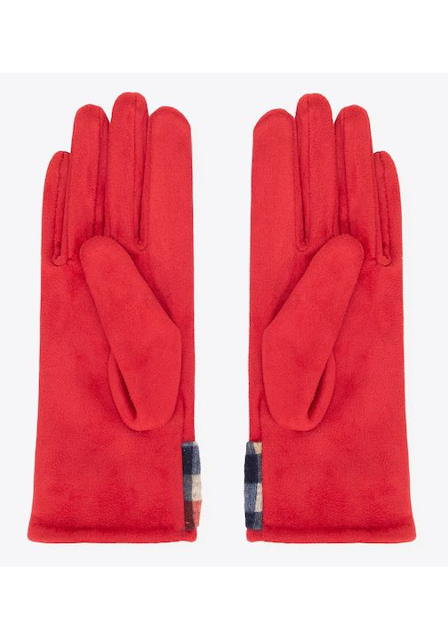 Дамски ръкавици с карирана панделка