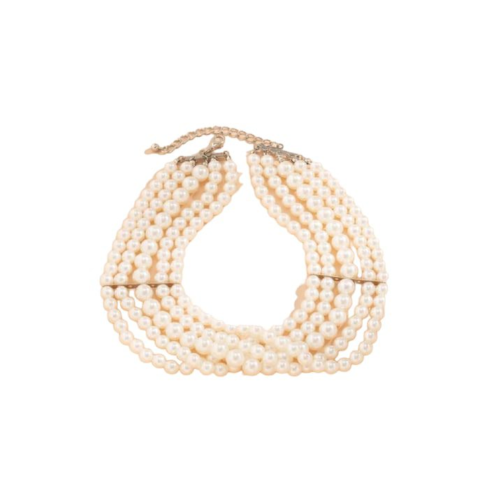 Чокър колие с изкуствени бели перли