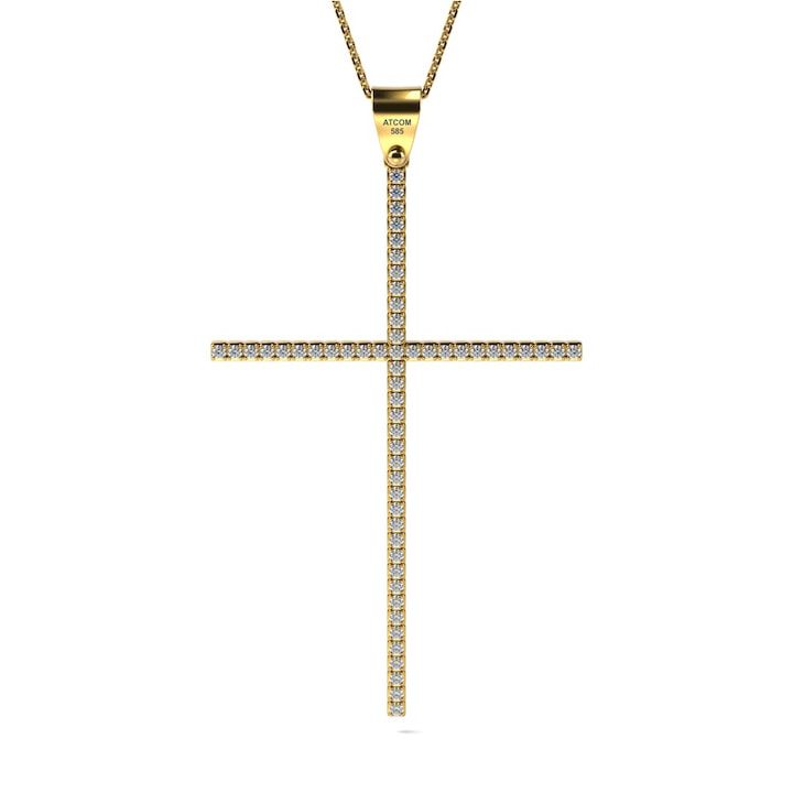 Колие от жълто злато с диаманти Cross of Love - eMAG.bg