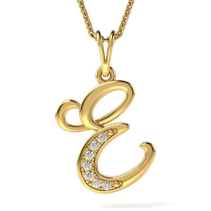 Верижка с висулка от жълто злато с буква Е - eMAG.bg