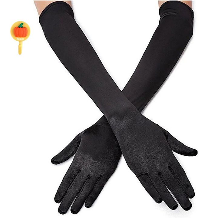 Дълги сатенени ръкавици Ronyes 55 см черни за партита и събития - eMAG.bg