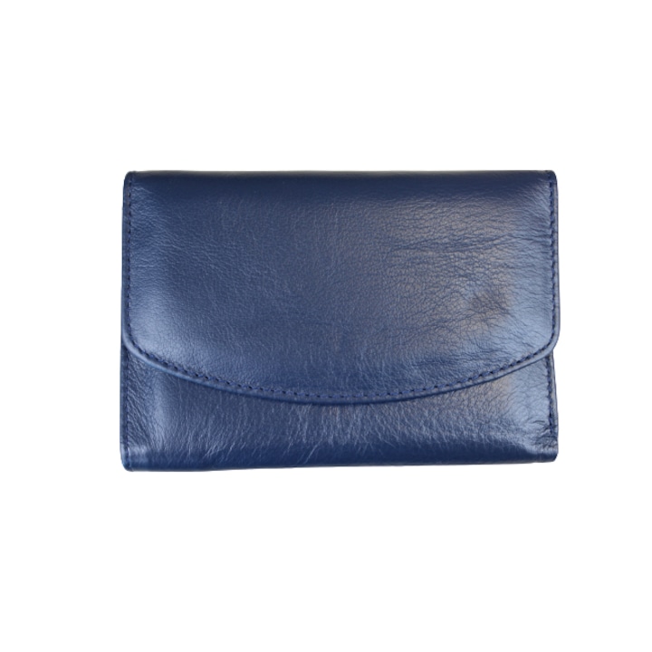 Дамски портфейл от естествена кожа Hassion 1866 Dark Blue - eMAG.bg