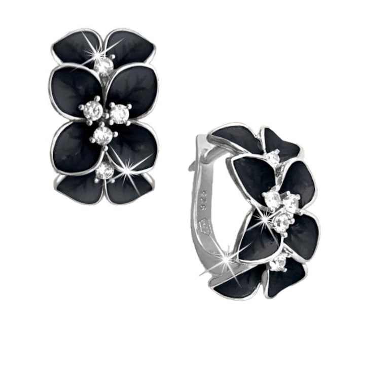 Дамски сребърни обеци - Сребро 925 с флорален мотив Идеален подарък за жени и момичета - eMAG.bg