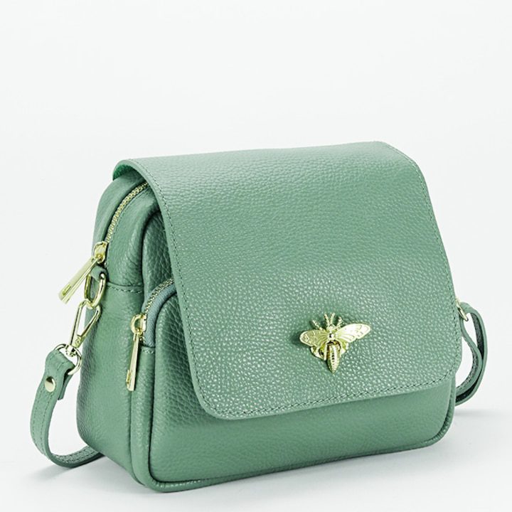 Чанта от естествена кожа с аксесоар пчела B-1502 122