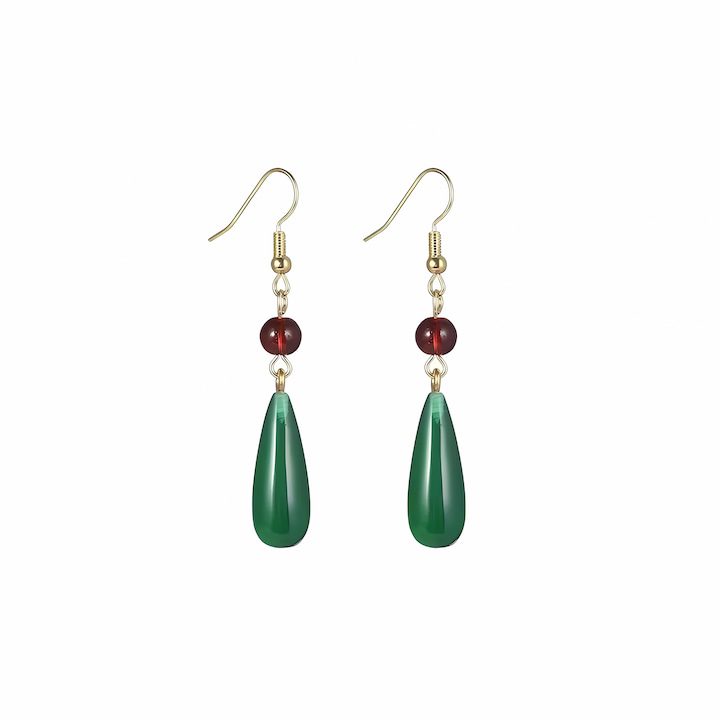Зелени дамски обеци с висулка - eMAG.bg