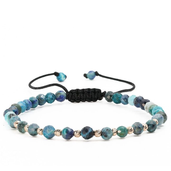 Гривна с 10 топки от 14k злато и фасетирани сфери от хризокола - eMAG.bg