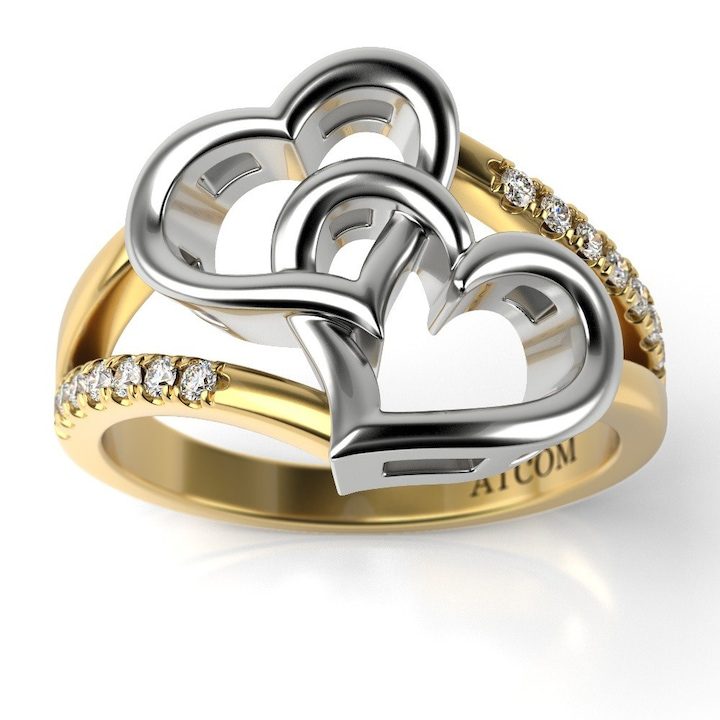 Пръстен за годеж от жълто злато с бял модел Зивон - eMAG.bg