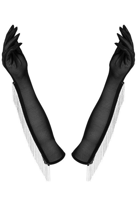 Ръкавици Obsessive модел Milladis дълги черни с мъниста XL-XXL - eMAG.bg