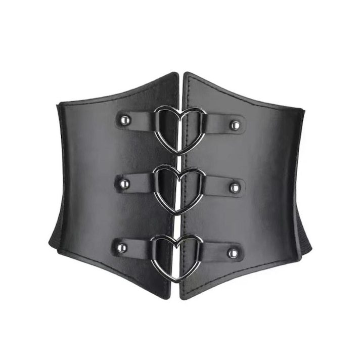 Широк дамски колан SOOCCI от екологична кожа ластик черен 65см - eMAG.bg