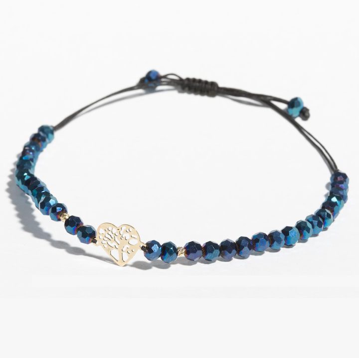 Златна гривна със сърце дървото на живота метално синьо - eMAG.bg